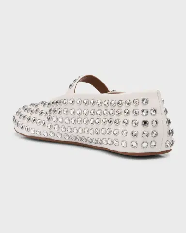 Alaïa Leather Mary Jane Flats With Allover Studs | Thumbnail 4