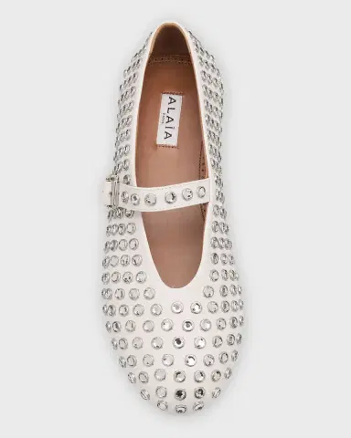 Alaïa Leather Mary Jane Flats With Allover Studs | Thumbnail 5