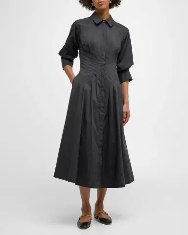 Simkhai Jazz Poplin Pintuck Midi Shirtdress | Thumbnail 3 Simkhai Jazz Poplin Pintuck Midi Shirtdress | Thumbnail 3