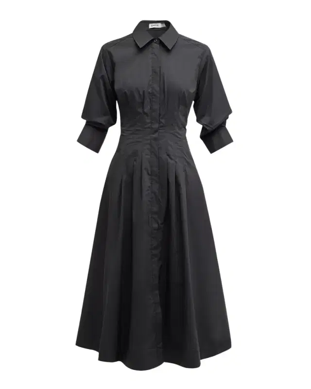 Jazz Poplin Pintuck Midi Shirtdress