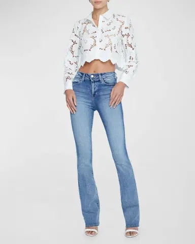 L'Agence Seychelle Floral Eyelet-Embroidered Cropped Shirt | Thumbnail 2 L'Agence Seychelle Floral Eyelet-Embroidered Cropped Shirt | Thumbnail 2