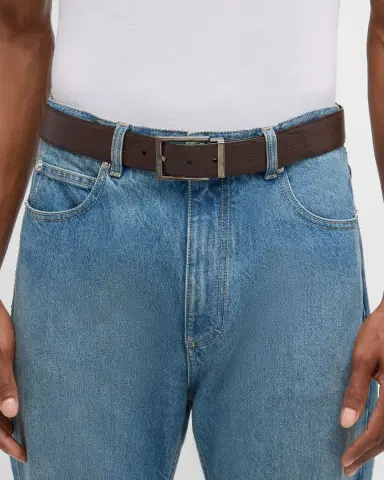 Ferragamo Men's Double Adjustable Square-Buckle Leather Belt | Thumbnail 2