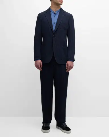 Giorgio Armani Men's Loose-Fit Seersucker Pants | Thumbnail 2 Giorgio Armani Men's Loose-Fit Seersucker Pants | Thumbnail 2