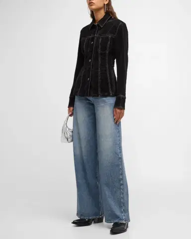 rag & bone rb Miramar Sofie Cotton-Terry Wide-Leg Jeans | Thumbnail 2 rag & bone rb Miramar Sofie Cotton-Terry Wide-Leg Jeans | Thumbnail 2