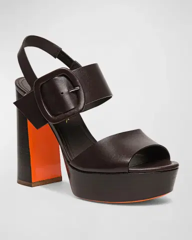 Santoni Bruxel Leather Buckle Platform Sandals | Thumbnail 2 Santoni Bruxel Leather Buckle Platform Sandals | Thumbnail 2