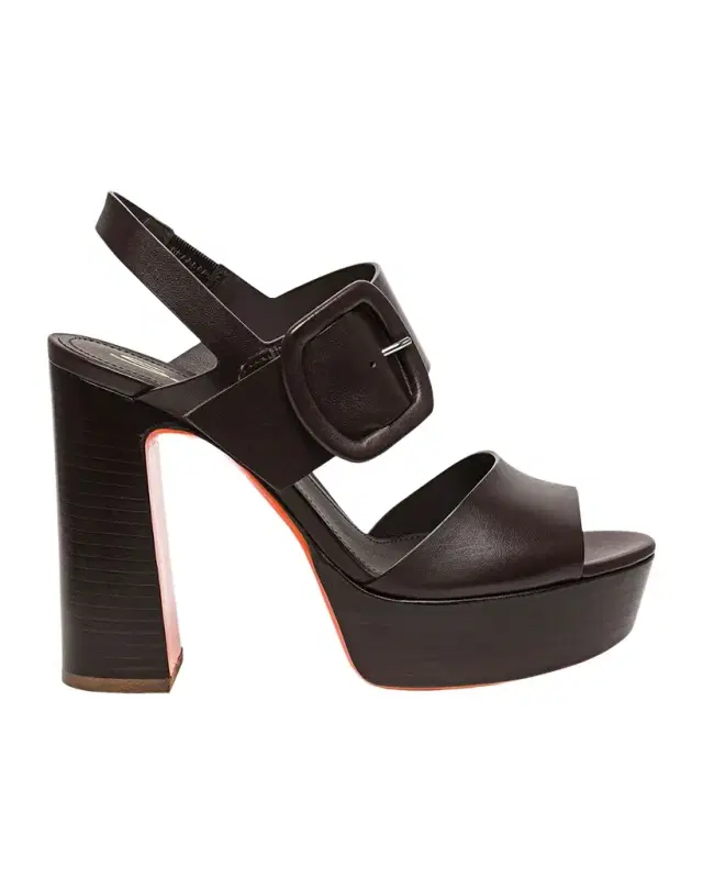 Santoni Bruxel Leather Buckle Platform Sandals