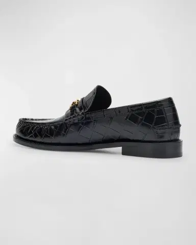 Versace Men's Croc-Effect Medusa Coin Bit Loafers | Thumbnail 4