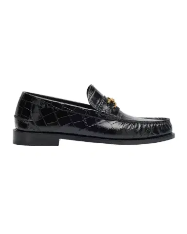 Versace Men's Croc-Effect Medusa Coin Bit Loafers | Thumbnail 1