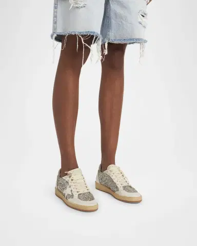 Golden Goose Ball Star Glitter Leather Low-Top Sneakers | Thumbnail 2