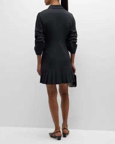 Cinq a Sept Lucilla Topstitched Pleated-Hem Mini Shirtdress | Thumbnail 3