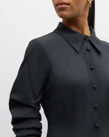 Cinq a Sept Lucilla Topstitched Pleated-Hem Mini Shirtdress | Thumbnail 5