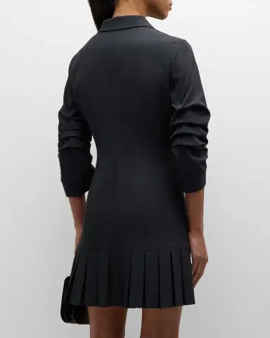 Cinq a Sept Lucilla Topstitched Pleated-Hem Mini Shirtdress | Thumbnail 6