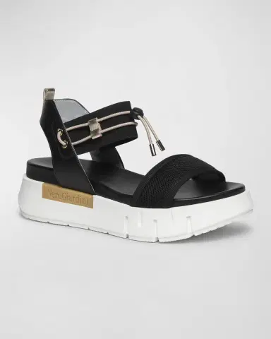 NeroGiardini Bungee Leather Flatform Sandals | Thumbnail 2