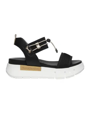 NeroGiardini Bungee Leather Flatform Sandals | Thumbnail 1