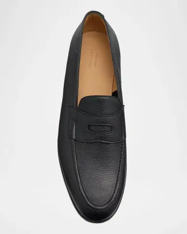 John Lobb Men's Lopez Soft Grained Leather Penny Loafers | Thumbnail 4 John Lobb Men's Lopez Soft Grained Leather Penny Loafers | Thumbnail 4