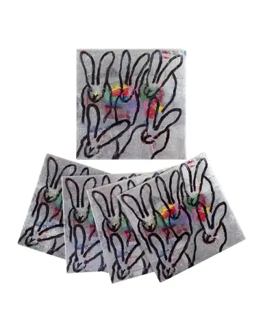 Hunt Slonem Color Burst Bunnies Coasters, Set of 4 | Thumbnail 1