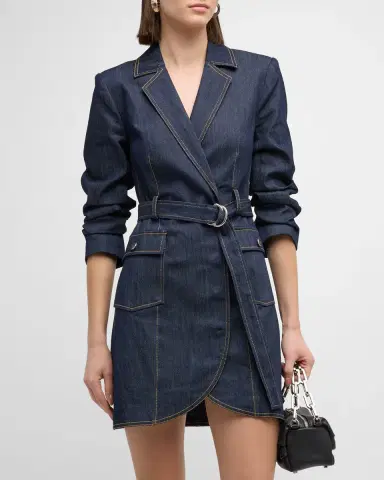 Cinq à Sept Jenessa Belted Denim Mini Wrap Shirtdress | Thumbnail 3 Cinq à Sept Jenessa Belted Denim Mini Wrap Shirtdress | Thumbnail 3