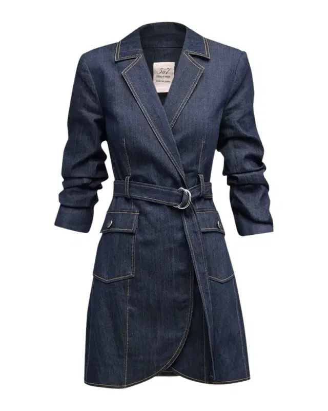 Cinq a Sept Jenessa Belted Denim Mini Wrap Shirtdress