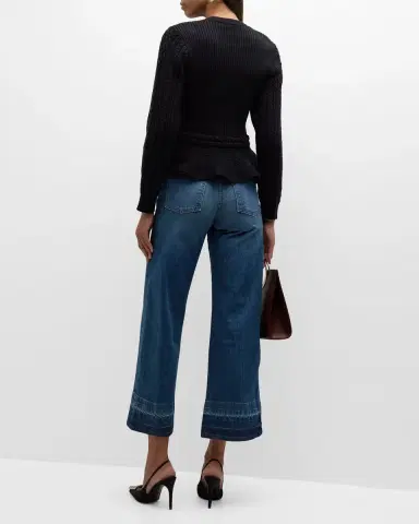 SIMKHAI Andi Mixed-Knit Cotton Peplum Jacket | Thumbnail 6 SIMKHAI Andi Mixed-Knit Cotton Peplum Jacket | Thumbnail 6