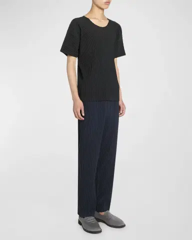 Homme Plissé Issey Miyake Men 's Basics Short-Sleeve Pleated Shirt | Thumbnail 2 Homme Plissé Issey Miyake Men 's Basics Short-Sleeve Pleated Shirt | Thumbnail 2