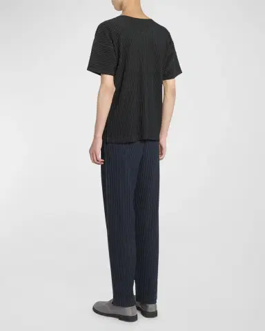 Homme Plissé Issey Miyake Men 's Basics Short-Sleeve Pleated Shirt | Thumbnail 3 Homme Plissé Issey Miyake Men 's Basics Short-Sleeve Pleated Shirt | Thumbnail 3