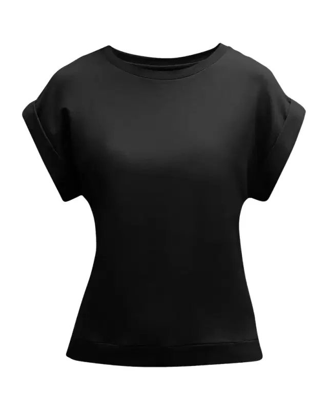 Majestic Filatures French Terry Rolled-Cuff Short-Sleeve Crewneck Tee
