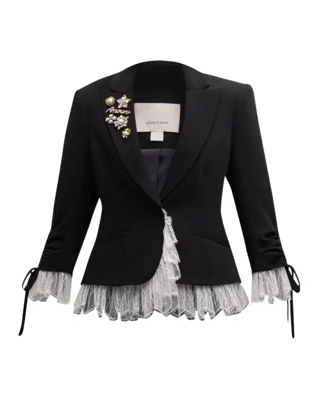 Cinq a Sept Le Petit Lace and Brooch Roxie Blazer
