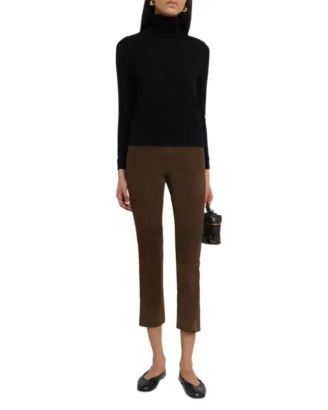 Vince Stretch-Suede Split Hem Crop Pants