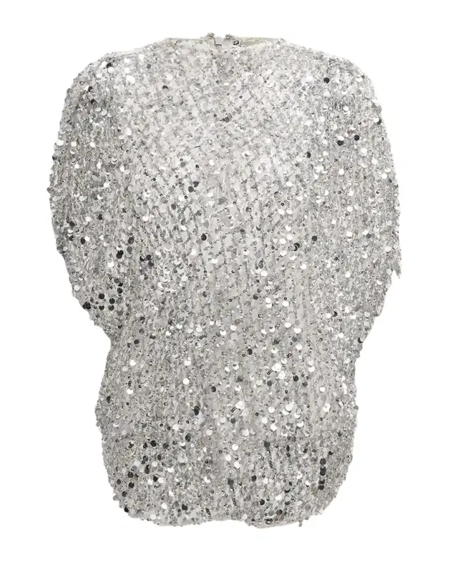 LAPOINTE Sequined Net Mesh Cape T-Shirt