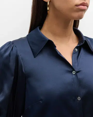 Cinq à Sept Fiona Silk Satin Short-Sleeve Top | Thumbnail 5 Cinq à Sept Fiona Silk Satin Short-Sleeve Top | Thumbnail 5