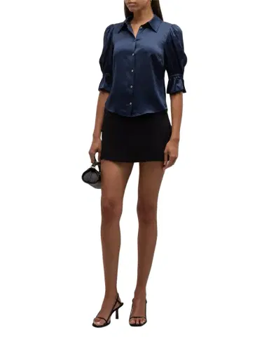 Cinq à Sept Fiona Silk Satin Short-Sleeve Top | Thumbnail 1 Cinq à Sept Fiona Silk Satin Short-Sleeve Top | Thumbnail 1