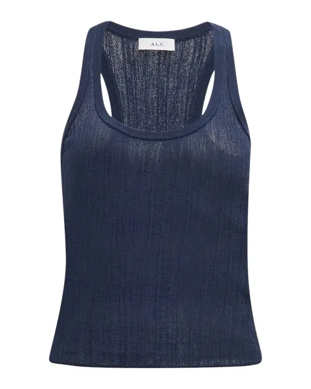 A.L.C. Iris Striped Scoop-Neck Tank Top