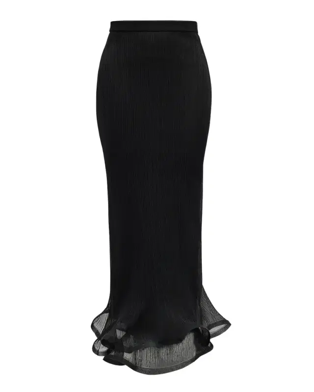 SIMKHAI Kelso Ruffled Plisse Maxi Skirt