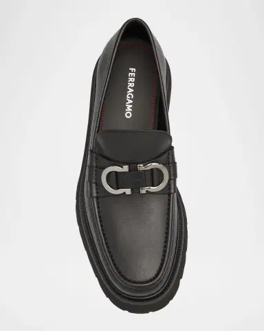 Ferragamo Men's Cocoon Gancini Leather Penny Loafers | Thumbnail 5