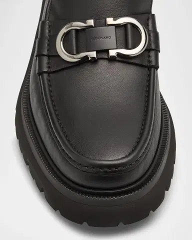 Ferragamo Men's Cocoon Gancini Leather Penny Loafers | Thumbnail 6