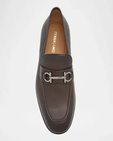 Ferragamo Men's Foster Grained Leather Gancini Bit Loafers | Thumbnail 5 Ferragamo Men's Foster Grained Leather Gancini Bit Loafers | Thumbnail 5