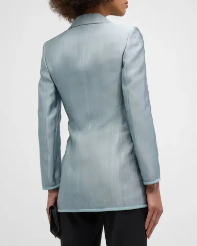 Giorgio Armani Textured Viscose Double-Breasted Blazer | Thumbnail 3 Giorgio Armani Textured Viscose Double-Breasted Blazer | Thumbnail 3