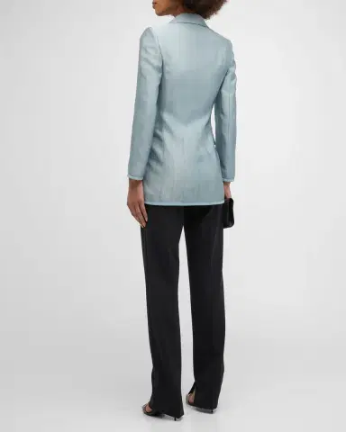 Giorgio Armani Textured Viscose Double-Breasted Blazer | Thumbnail 6 Giorgio Armani Textured Viscose Double-Breasted Blazer | Thumbnail 6