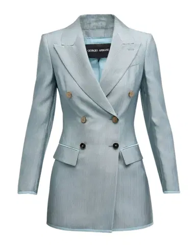Giorgio Armani Textured Viscose Double-Breasted Blazer | Thumbnail 1 Giorgio Armani Textured Viscose Double-Breasted Blazer | Thumbnail 1