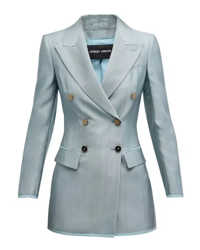 Giorgio Armani Textured Viscose Double-Breasted Blazer