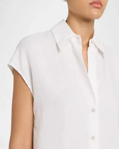 Vince Cap-Sleeve Linen Button-Front Blouse | Thumbnail 6
