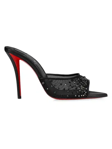 Christian Louboutin Women's Miss Z Degrasstrass Perla Mesh and Leather 100MM Mule Sandals | Thumbnail 1 Christian Louboutin Women's Miss Z Degrasstrass Perla Mesh and Leather 100MM Mule Sandals | Thumbnail 1
