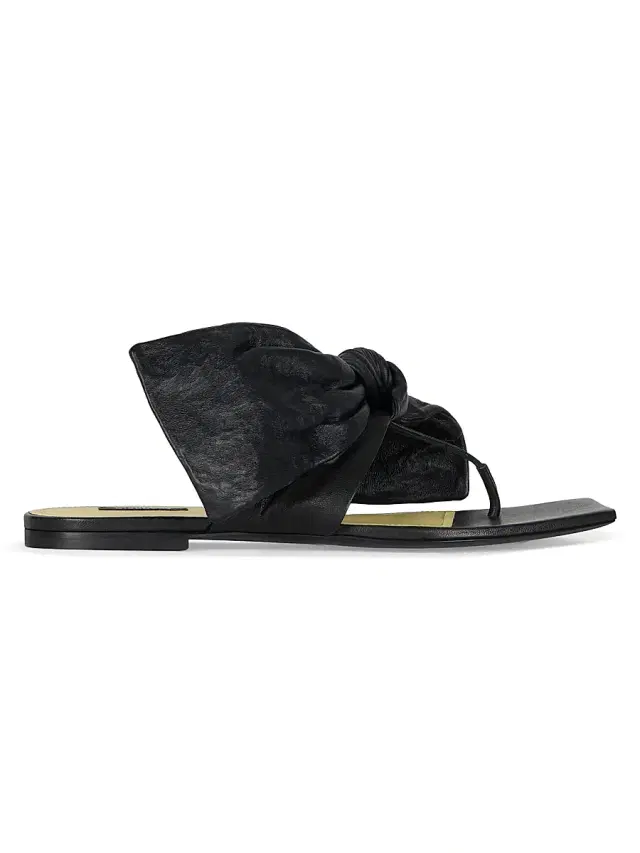 Givenchy Women's Boudoir Thongs in Nappa Leather with Bow - Black