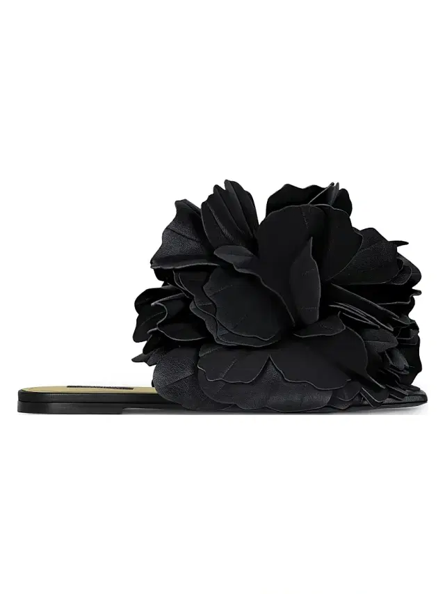 Givenchy Women's Boudoir Flat Mule Sandals in Leather with Petals - Black