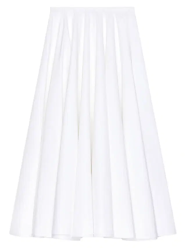 Women's Long Circular Skirt in Poplin - White