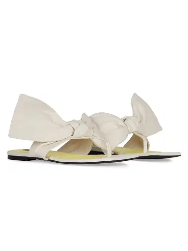 Givenchy Women's Boudoir Thongs in Nappa Leather with Bow - Ivory - Size 11 | Thumbnail 2