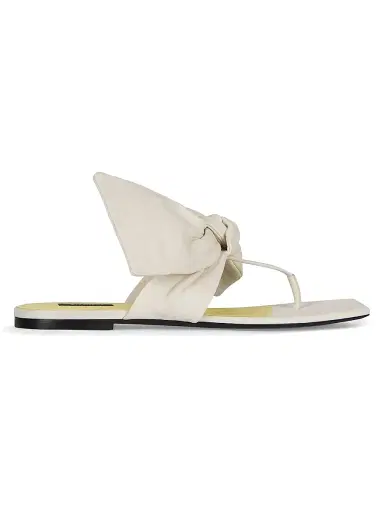 Givenchy Women's Boudoir Thongs in Nappa Leather with Bow - Ivory - Size 11 | Thumbnail 1