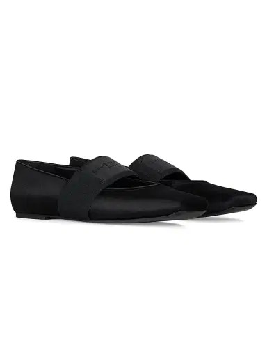Givenchy Women's Sliced Square Ballerina Flats in Satin - Black - Size 11 | Thumbnail 2