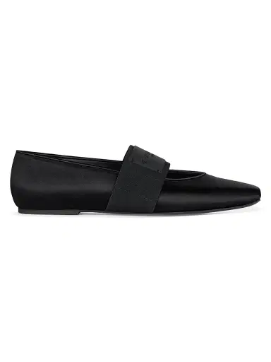 Givenchy Women's Sliced Square Ballerina Flats in Satin - Black - Size 11 | Thumbnail 1