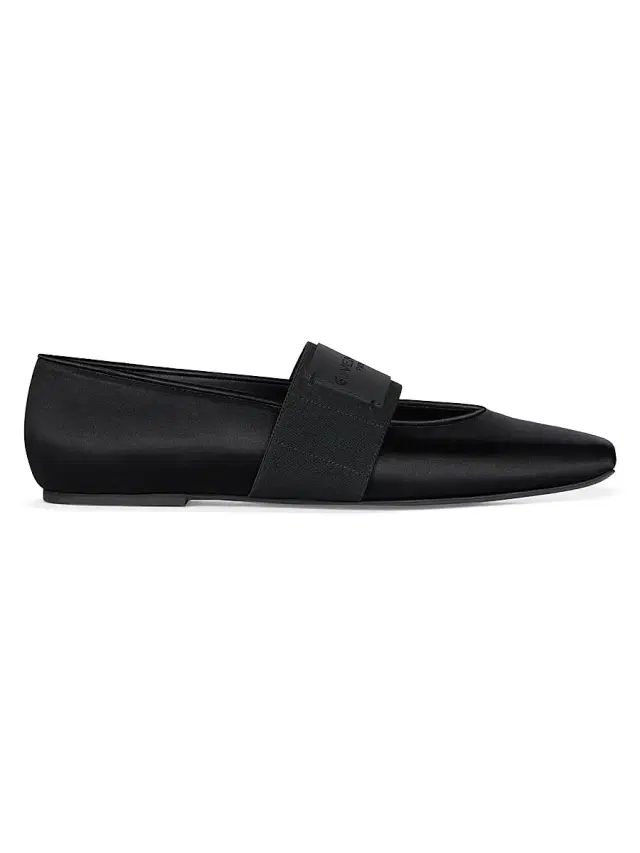 Givenchy Women's Sliced Square Ballerina Flats in Satin - Black